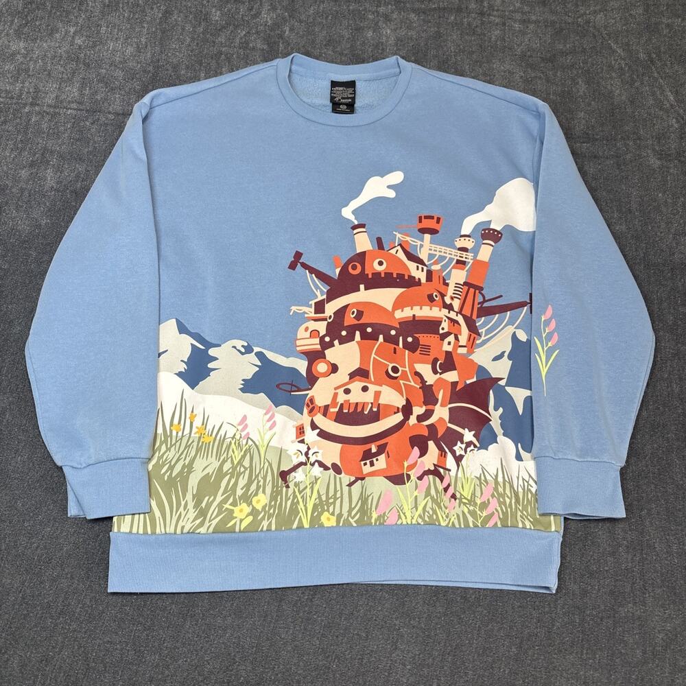 Studio Ghibli Howls Moving Castle Sweatshirt Size Large Blued